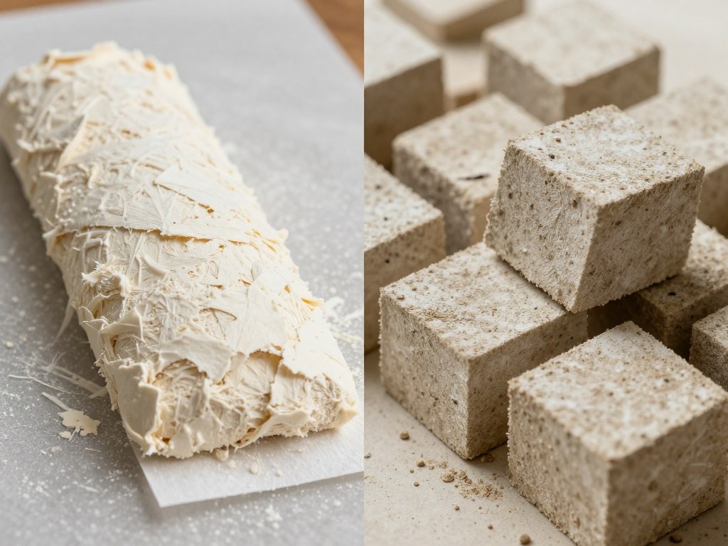 Brykiet z papieru w procesie formowania i gotowy do użycia