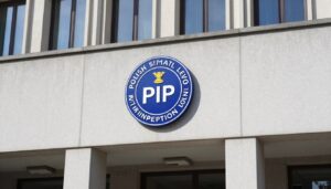 Budynek Państwowej Inspekcji Pracy z oficjalnym logo instytucji