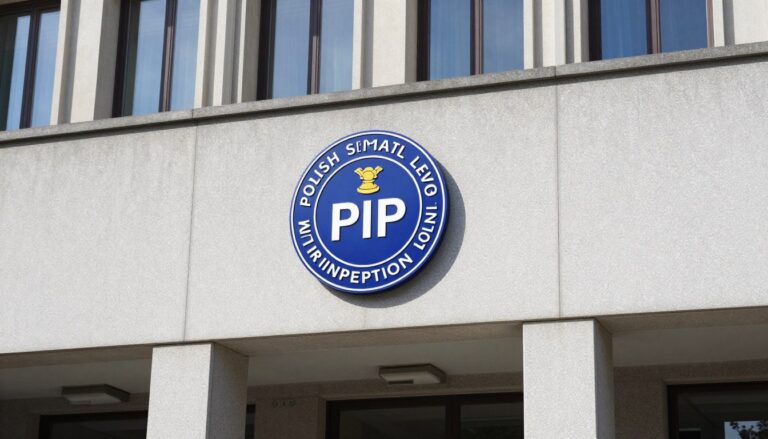 Budynek Państwowej Inspekcji Pracy z oficjalnym logo instytucji