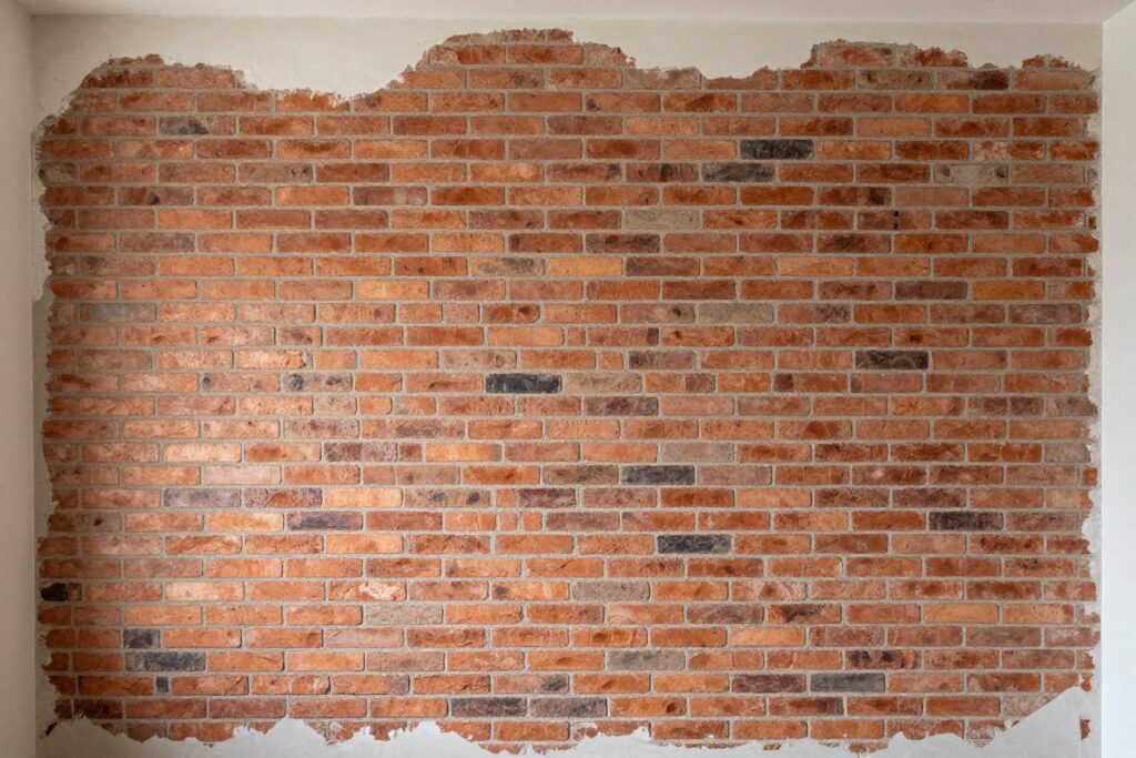 Efekt końcowy po skuwaniu tynku do cegły - ściana ceglana jako element dekoracyjny