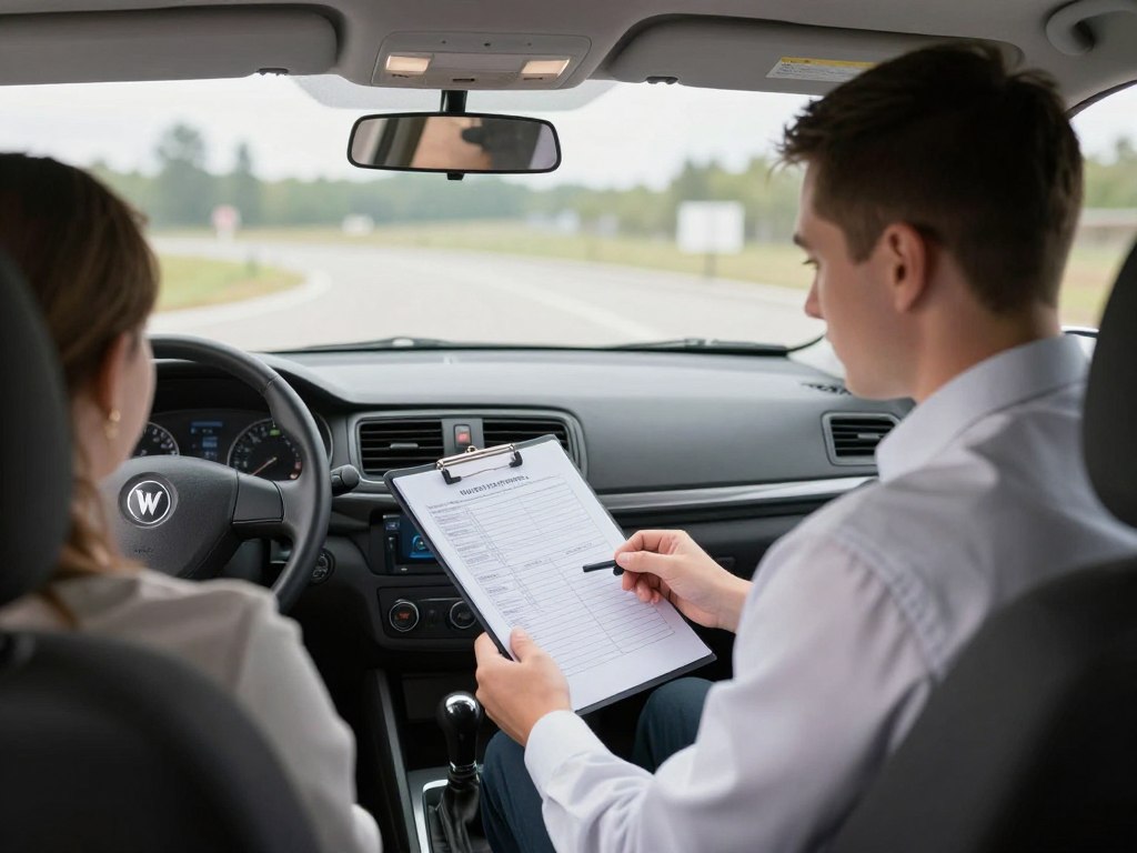 Egzaminator WORD podczas egzaminu na prawo jazdy