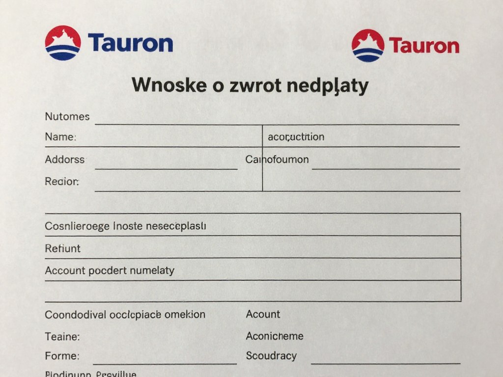 Formularz wniosku o zwrot nadpłaty w Tauronie
