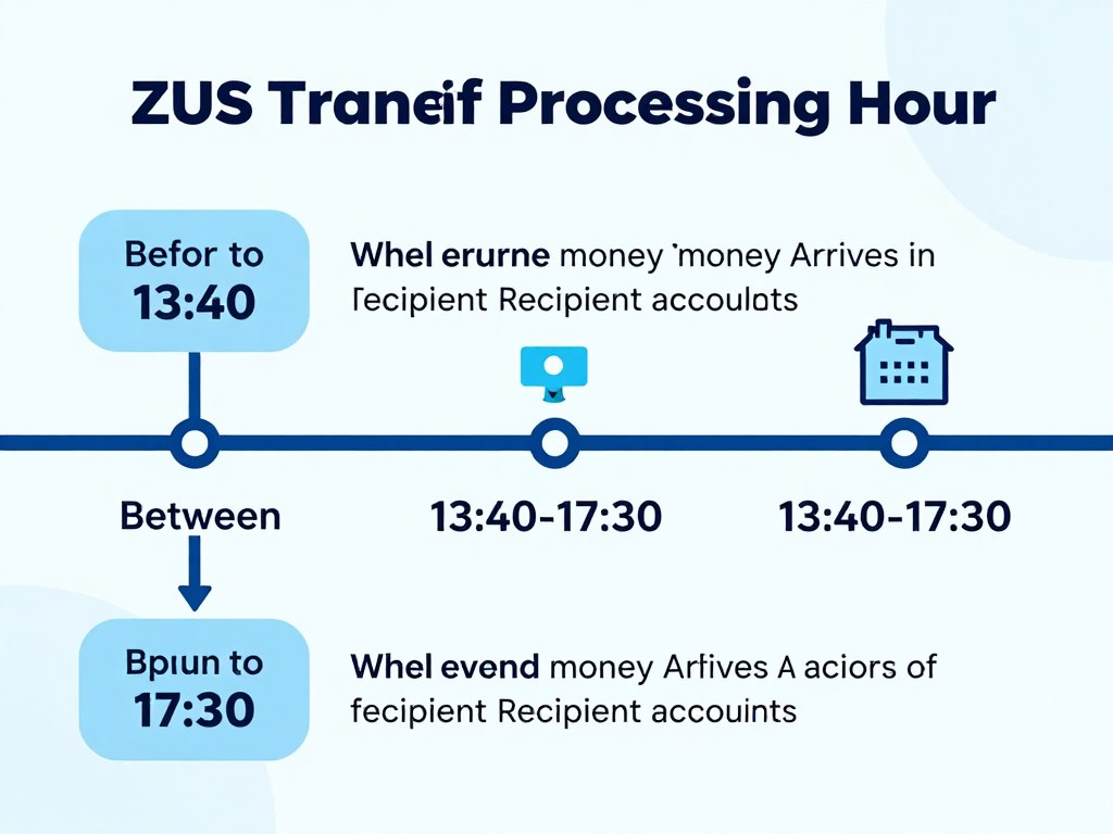 Godziny realizacji przelewów z ZUS - grafika przedstawiająca harmonogram