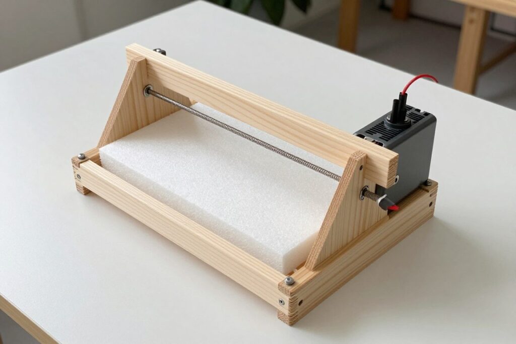 Gotowe urządzenie do cięcia styropianu metodą DIY z transformatorem