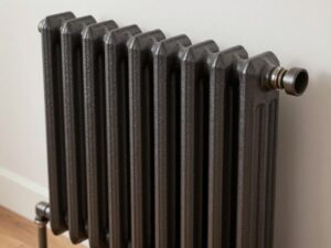 Grzejnik żeliwny 10 żeberek z widoczną strukturą i żeberkami