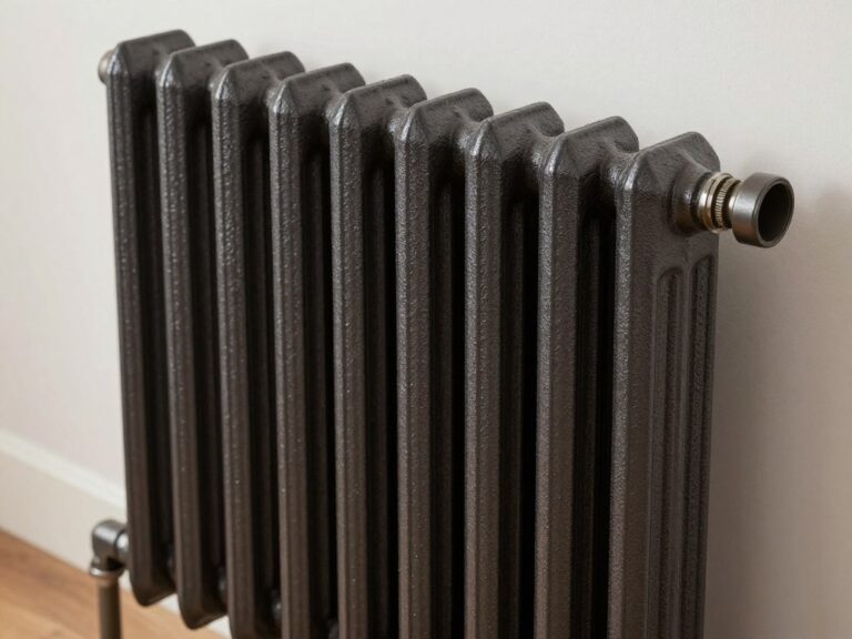 Grzejnik żeliwny 10 żeberek z widoczną strukturą i żeberkami