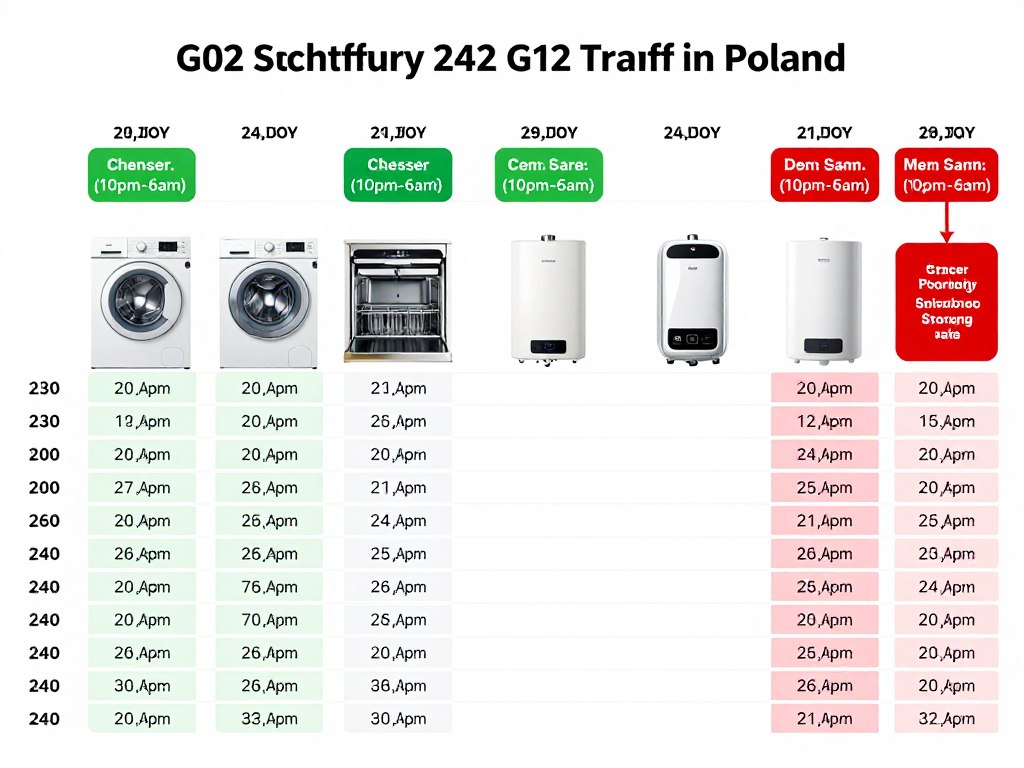 Harmonogram korzystania z urządzeń elektrycznych w taryfie G12