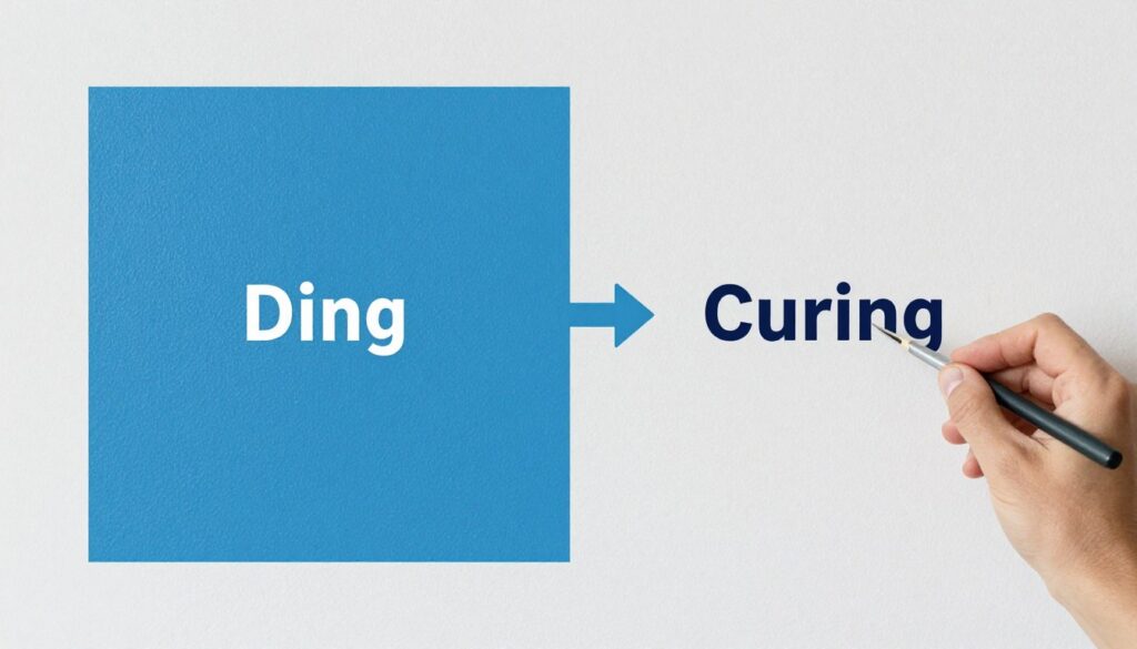 Ilustracja różnicy między wyschnięciem a utwardzeniem farby na ścianie
