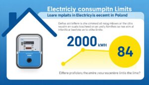 Infografika przedstawiająca limit na prąd o co chodzi - schemat działania limitu zużycia energii elektrycznej