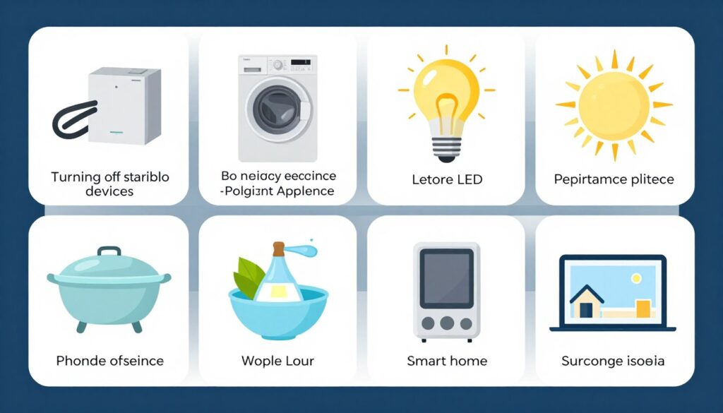 Infografika przedstawiająca sposoby oszczędzania energii elektrycznej w domu