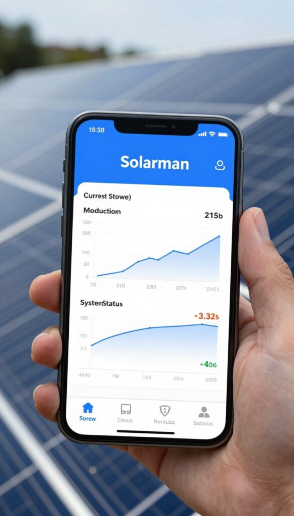 Interfejs aplikacji Solarman do monitorowania instalacji fotowoltaicznej