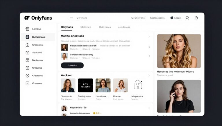 Interfejs platformy OnlyFans z opcjami monetyzacji treści i onlyfans jak zarobić