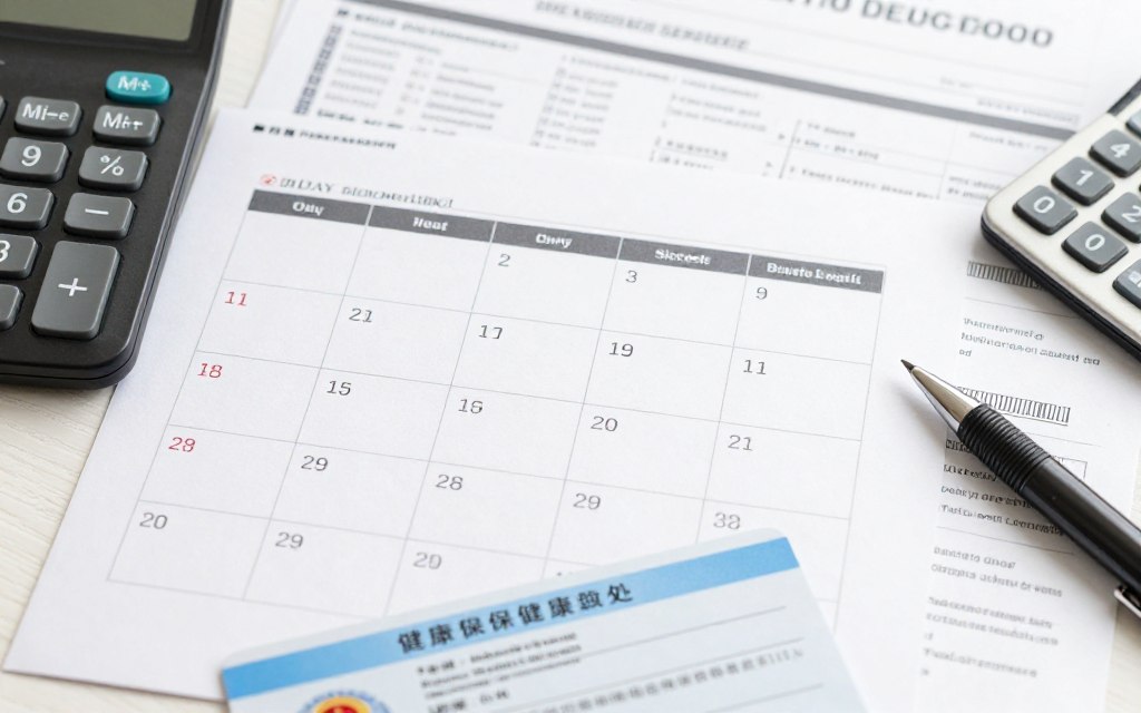 Kalendarz z zaznaczonym okresem zasiłkowym 182 dni i świadczeniem rehabilitacyjnym