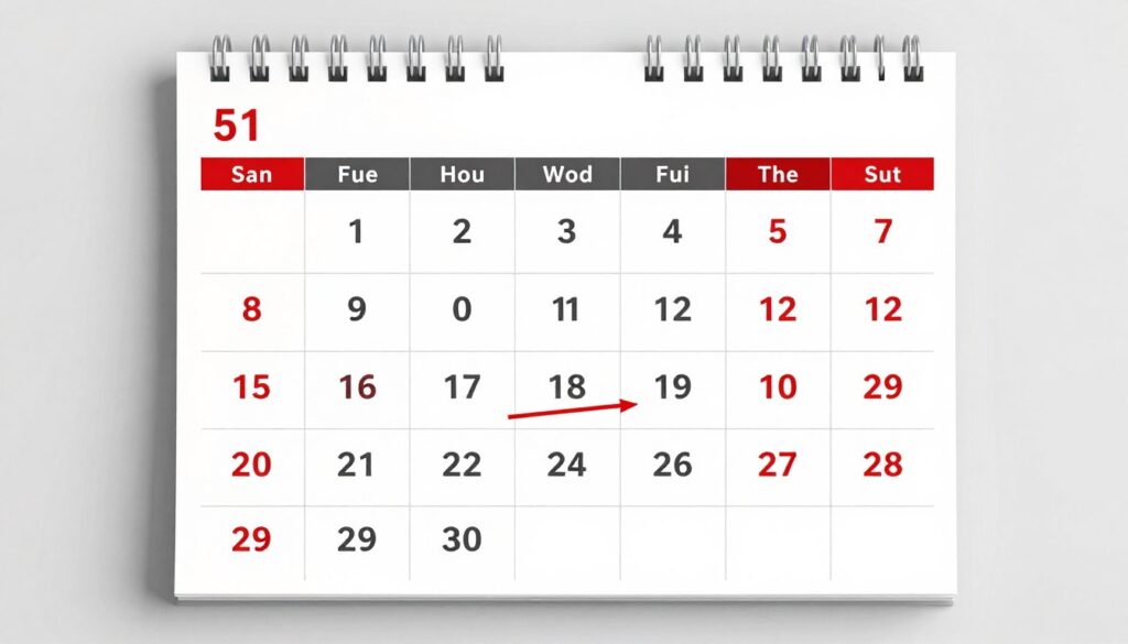 Kalendarz z zaznaczonymi dniami wolnymi wpływającymi na przelewy z ZUS