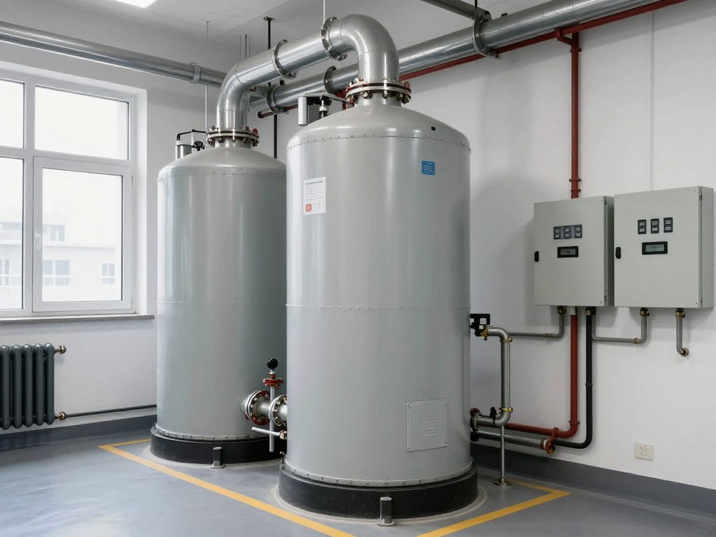 Kotłownia węglowa zasilająca centralne ogrzewanie w bloku mieszkalnym