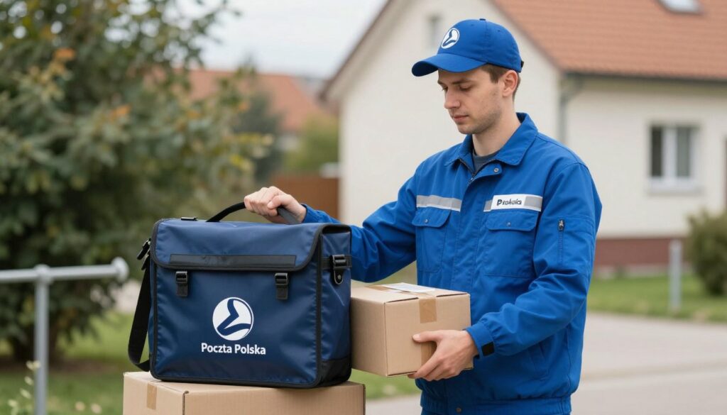 Listonosz Poczty Polskiej doręczający przesyłki