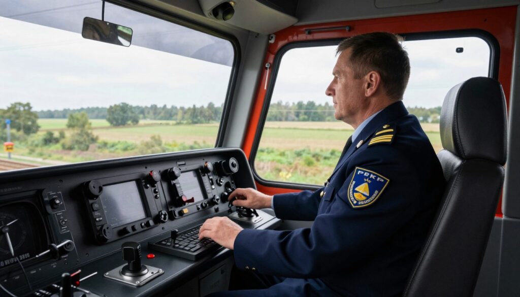 Maszynista PKP prowadzący pociąg