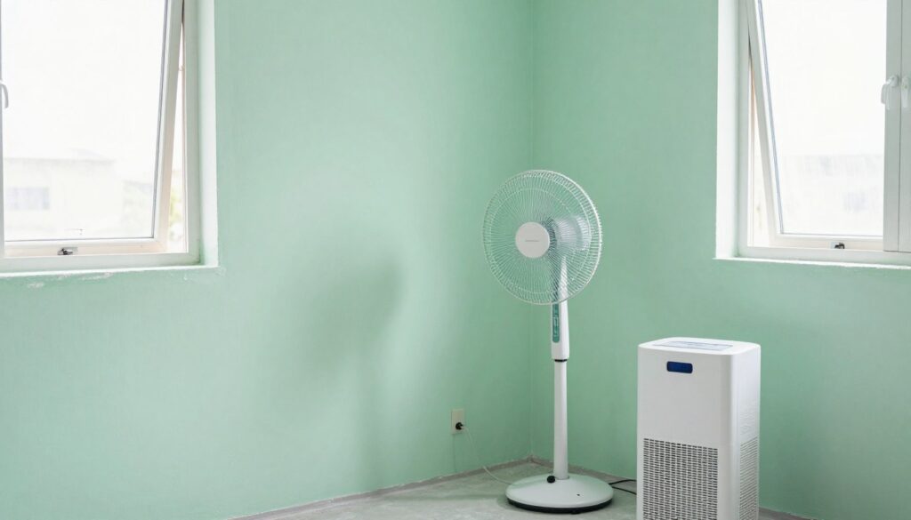 Metody przyspieszania schnięcia farby na ścianie - wentylator, osuszacz powietrza