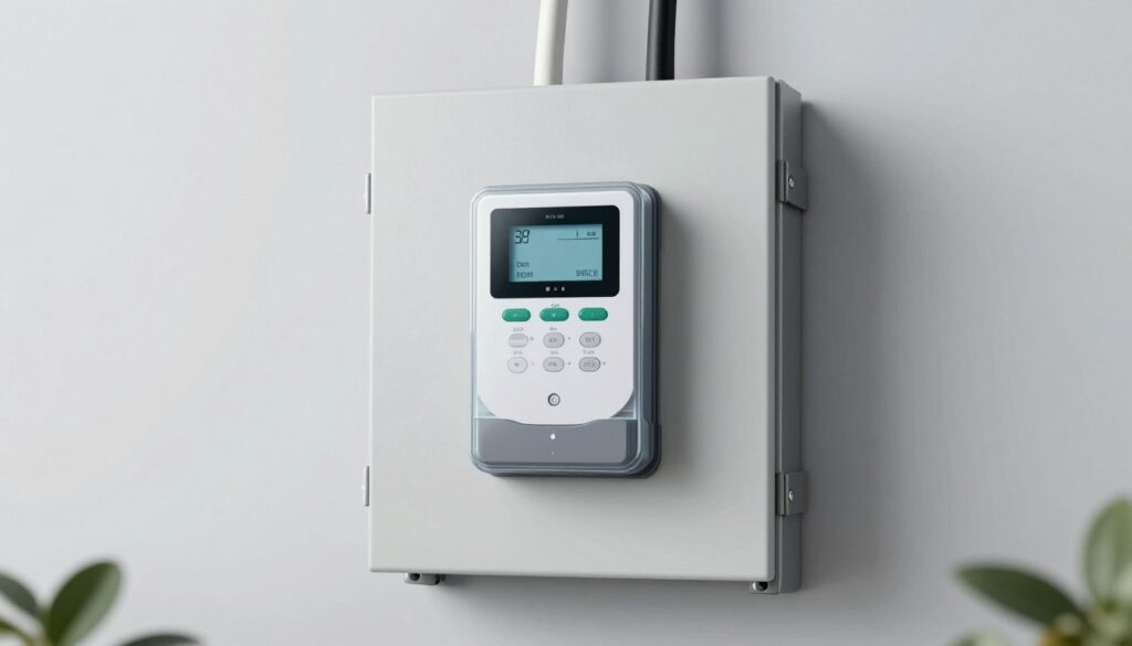 Nowoczesna instalacja elektryczna z rozdzielnią i licznikiem