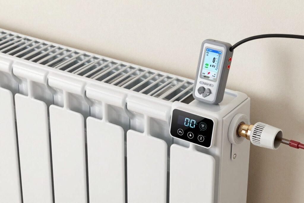 Nowoczesny grzejnik olejowy na prąd z wyświetlaczem zużycia energii