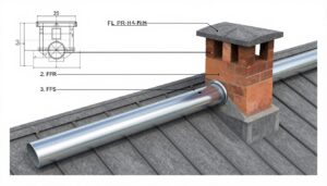 Obróbka blacharska komina schemat - połączenie komina z dachem