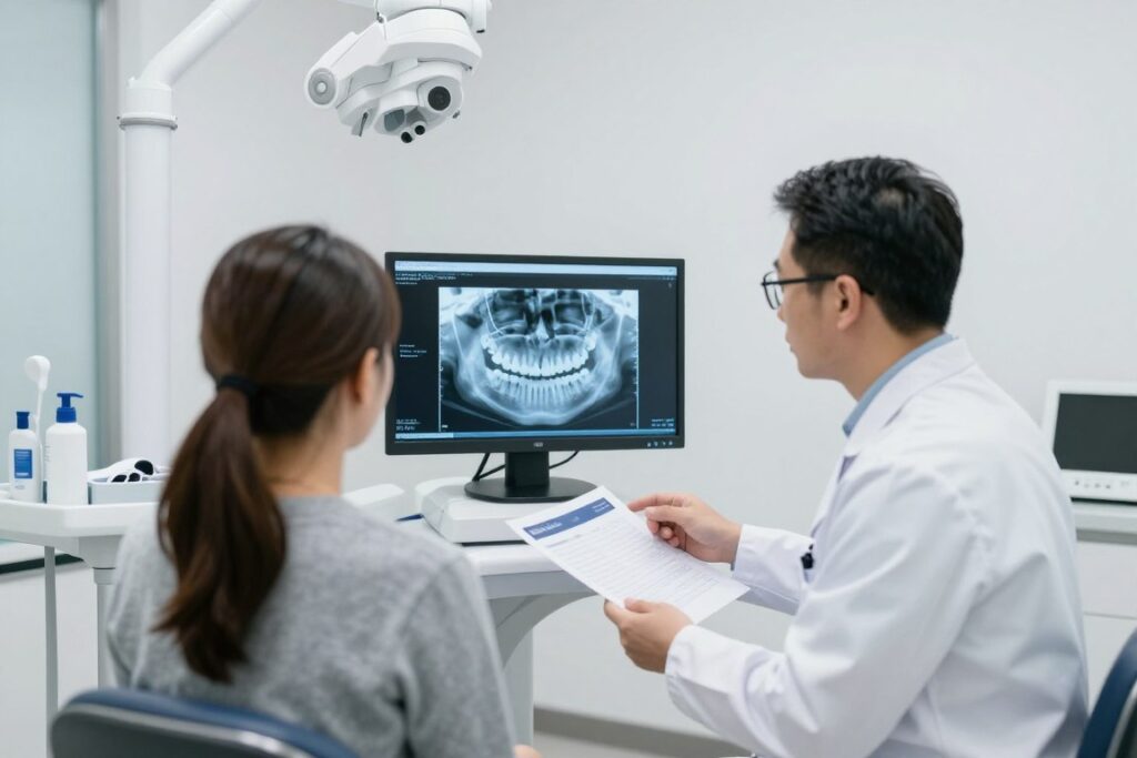 Ortodonta konsultujący pacjenta w prywatnym gabinecie