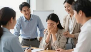 Osoba odchodząca na emeryturę żegnana przez współpracowników, pokazująca emocjonalny wymiar Odejście na Emeryturę: Podziękowania, Życzenia i Organizacja Pożegnania