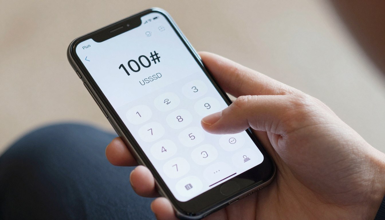 Osoba sprawdzająca stan konta w Plusie za pomocą kodu USSD na smartfonie