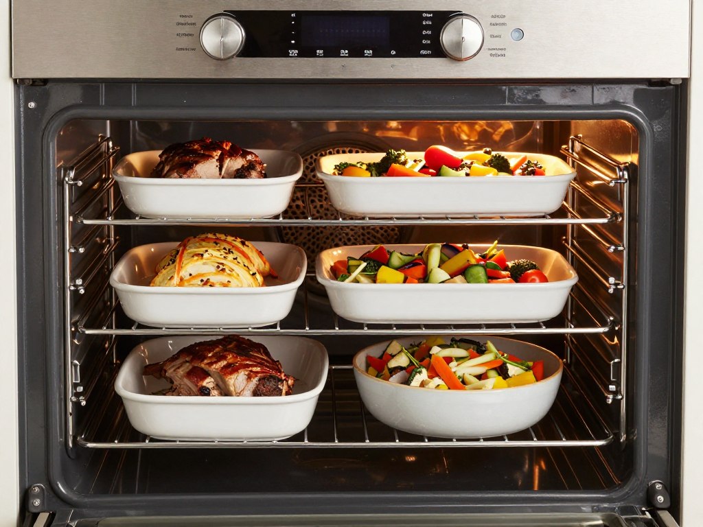Pieczenie kilku potraw jednocześnie w piekarniku z termoobiegiem