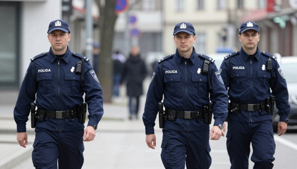 Policjanci podczas służby patrolowej w mieście