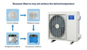 Pompa ciepła nie osiąga zadanej temperatury - schemat diagnostyczny pokazujący główne przyczyny problemu