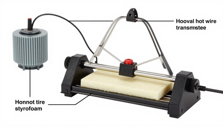 Schemat działania urządzenia do cięcia styropianu transformatorem i drutem oporowym