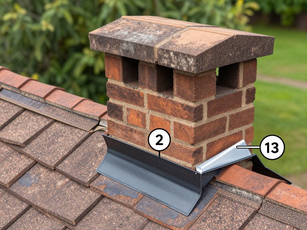 Schemat montażu kołnierza kominowego w obróbce blacharskiej