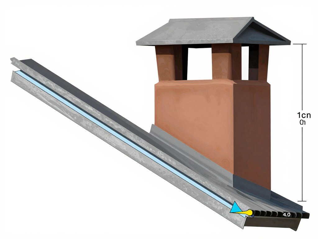 Schemat wykonania kozuba (siodła) za kominem w obróbce blacharskiej