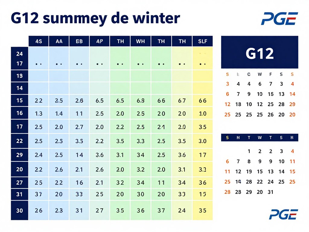 Schemat zmian godzin w taryfie G12 PGE w okresie letnim i zimowym