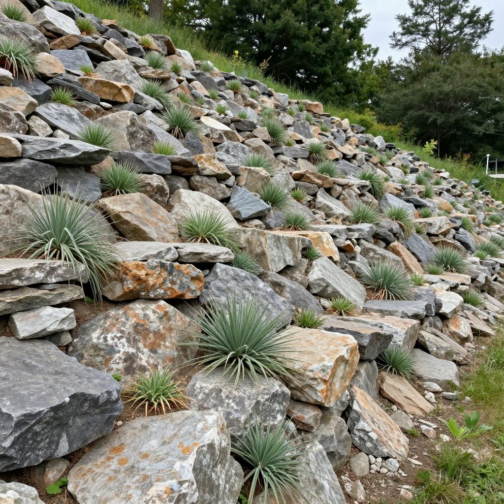 Skalniak z kamienia polnego na skarpie