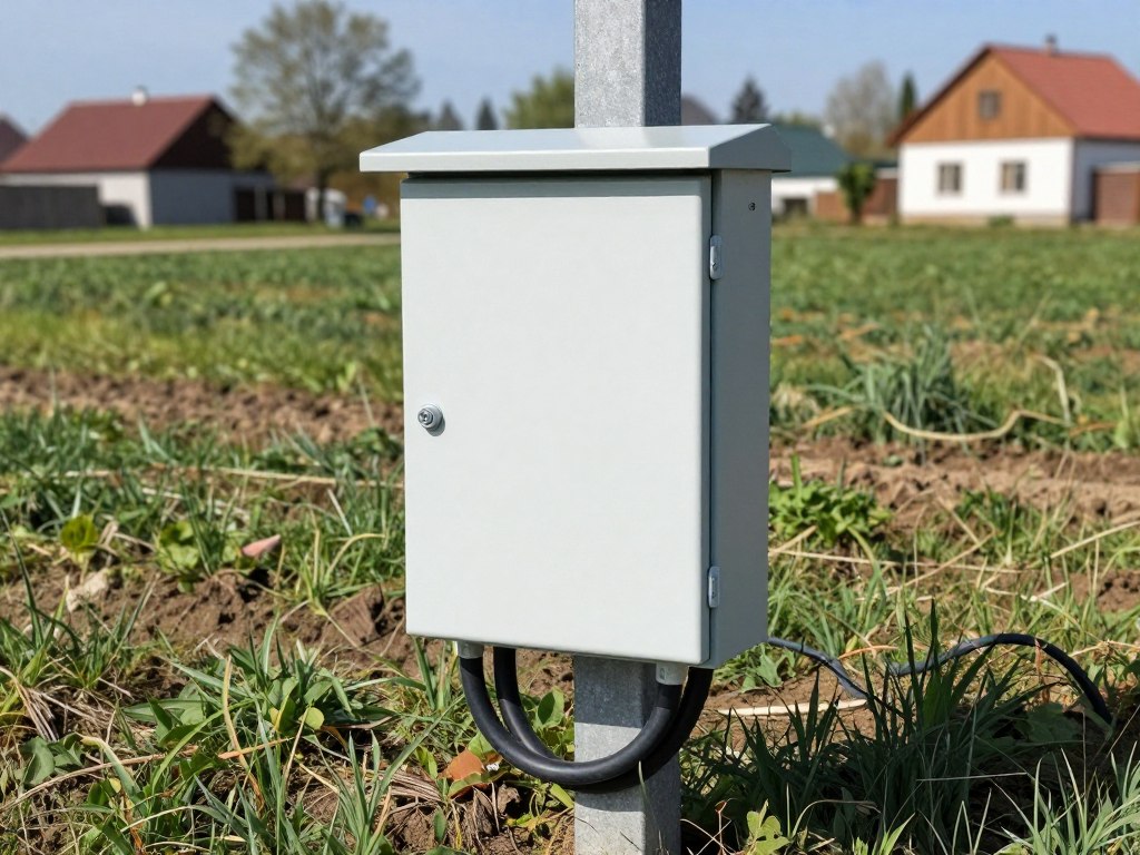 Skrzynka elektryczna na granicy działki