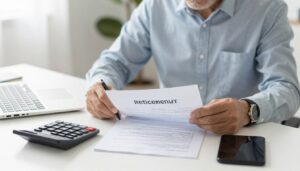 Staż pracy a emerytura - starszy mężczyzna przeglądający dokumenty emerytalne