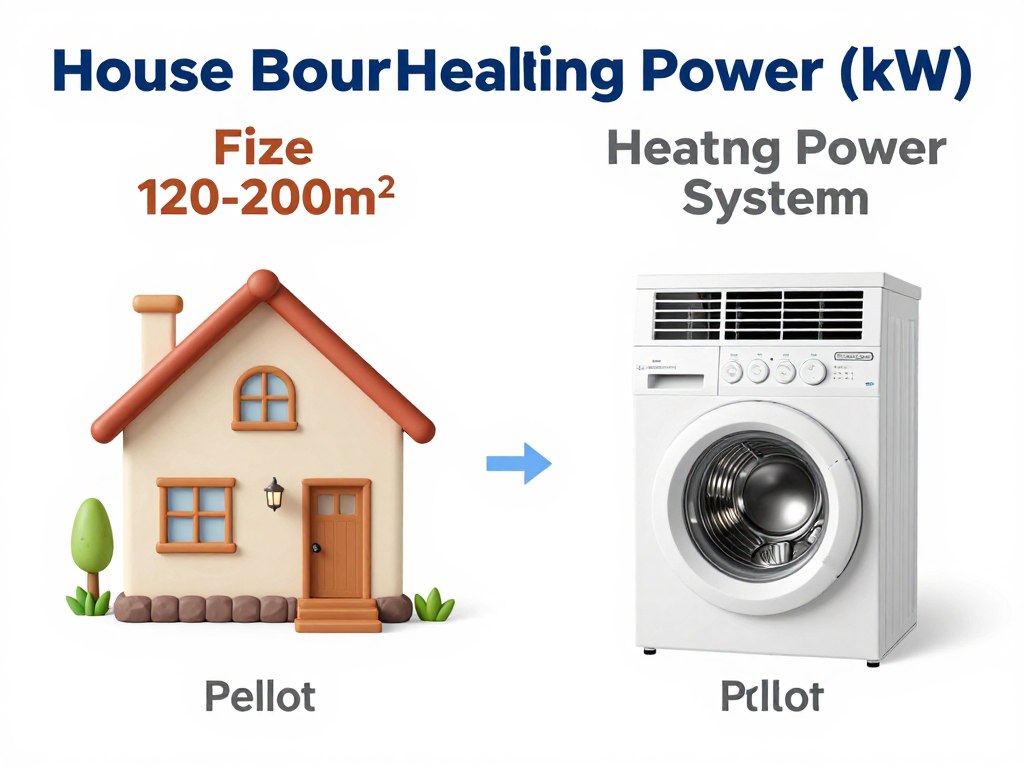 Wykres doboru mocy pieca na pellet lub gaz do domu 120-200m2