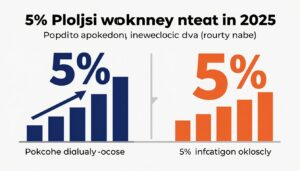 Wykres pokazujący podwyżki w budżetówce 2025 w porównaniu do inflacji