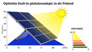Wykres przedstawiający optymalny kąt nachylenia paneli fotowoltaicznych w Polsce