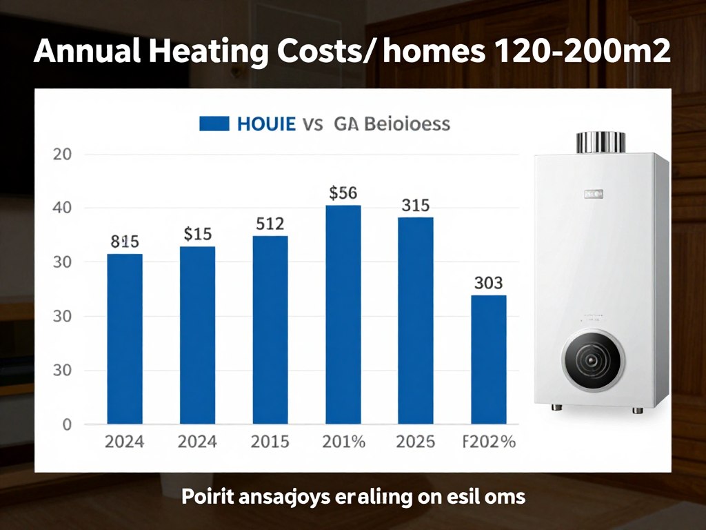 Wykres rocznych kosztów ogrzewania domu 120-200m2 piecem na pellet lub gazem