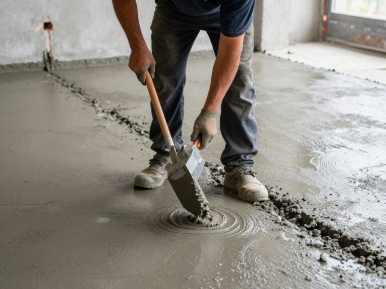 Wylewka betonowa cena za m2 robocizny bez materiału - pracownik wykonujący wylewkę