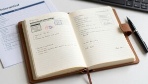 Wypełniony dziennik praktyk technik administracji z przykładowymi wpisami