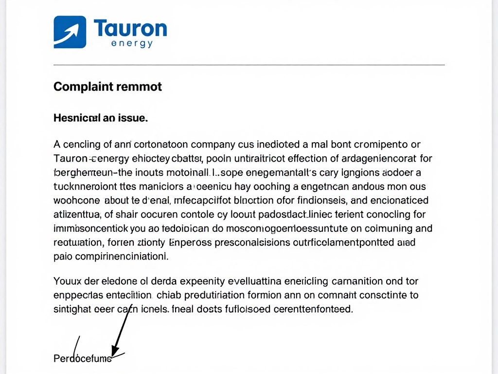 Wzór reklamacji do Taurona z zaznaczonymi elementami