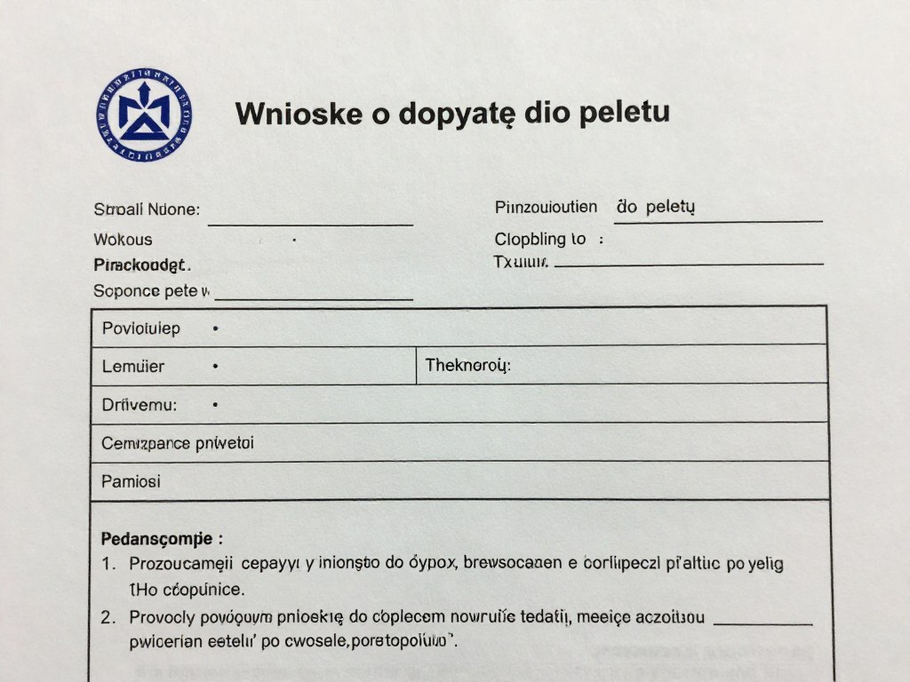 Wzór wniosku o dopłatę do pelletu PDF - pierwsza strona formularza