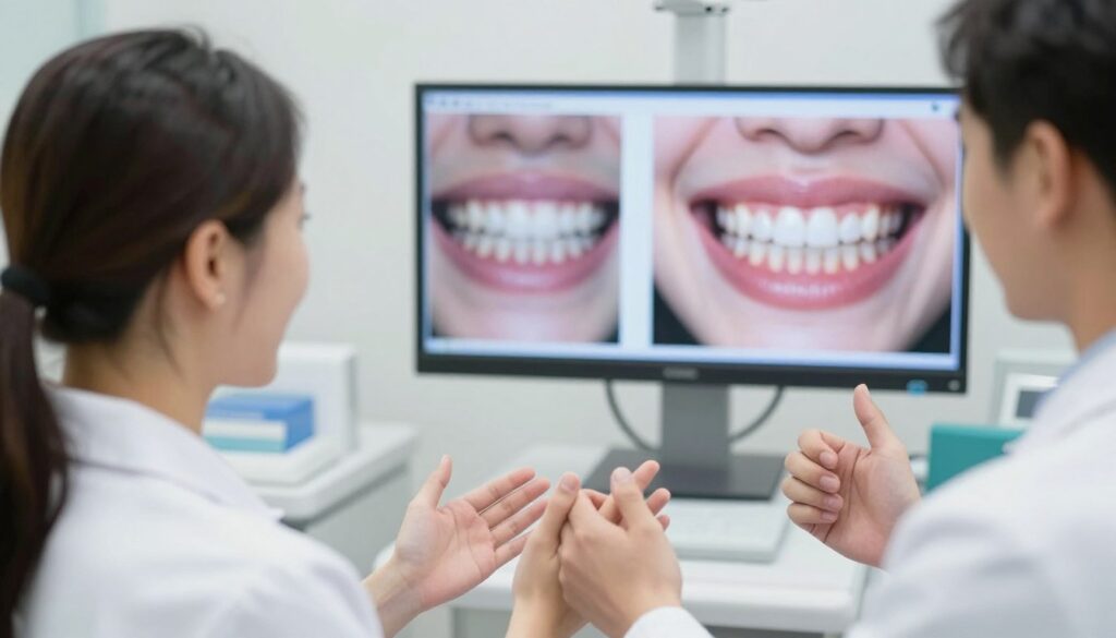 Zadowolony pacjent po zakończonym leczeniu ortodontycznym