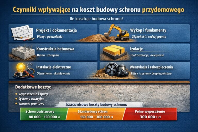 Czynniki wpływające na koszt budowy schronu przydomowego - ile kosztuje budowa schronu
