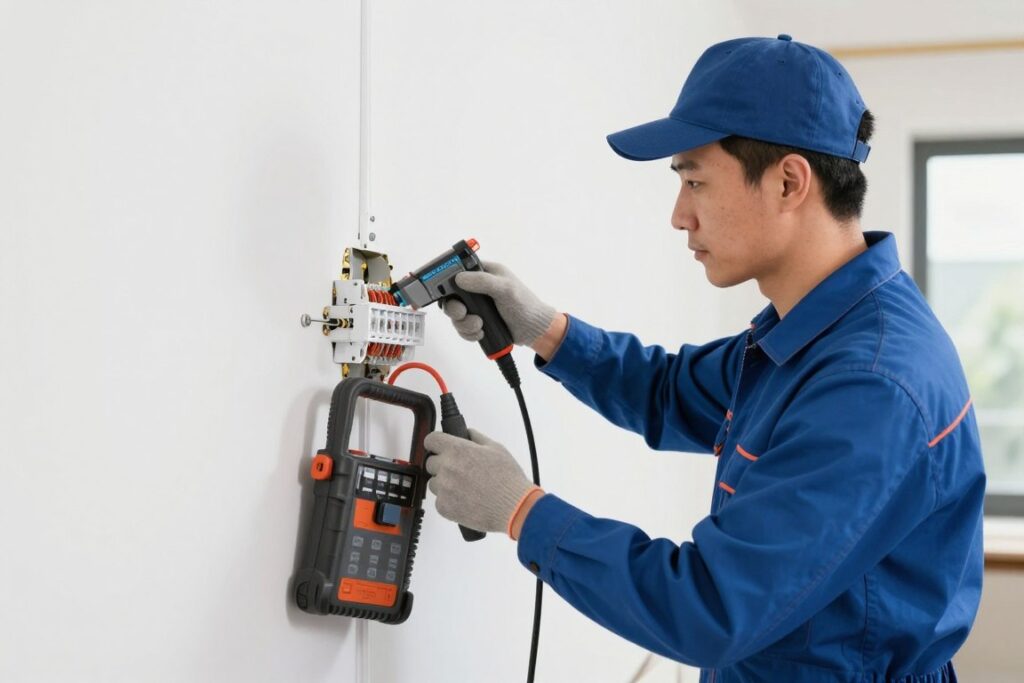 Elektryk wykonujący instalację w domu jednorodzinnym w 2026 roku