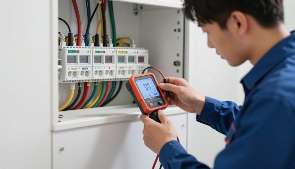 Elektryk wykonujący pomiary instalacji elektrycznej w 2026 roku